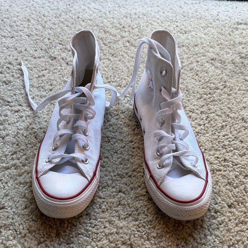 Converse All-Stars White High-Top Sneakers with Red Accents